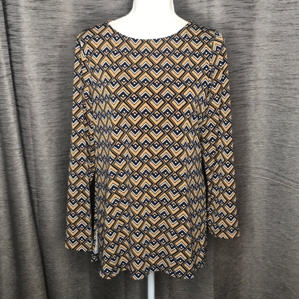 DENNIS BY DENNIS BASSO XS GOLD & BLUE BLOUSE